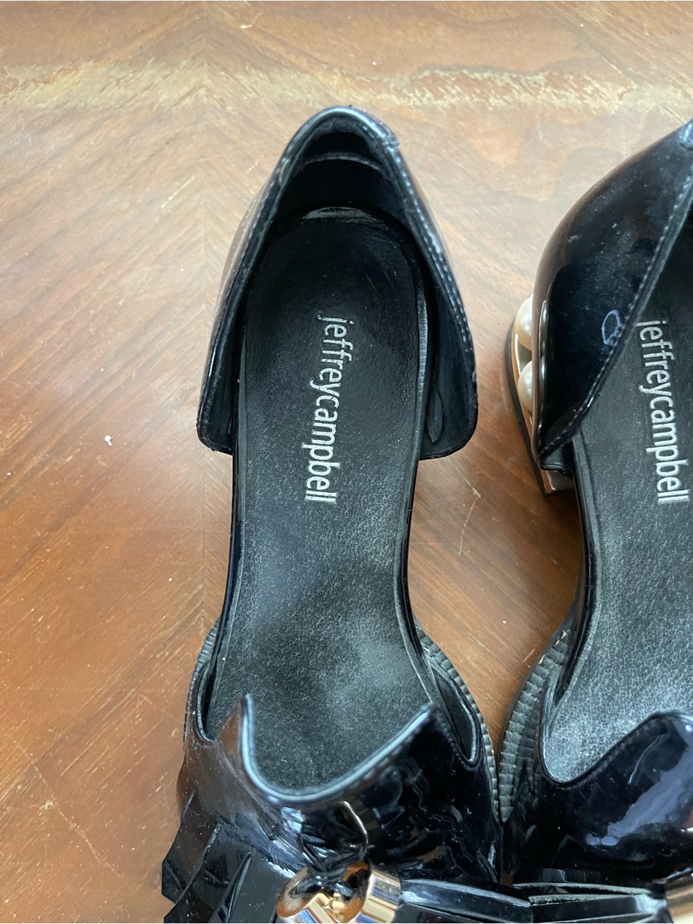 Jeffrey Campbell Black Patent Tassel Pearl Heel Loafers - Picture 6 of 10